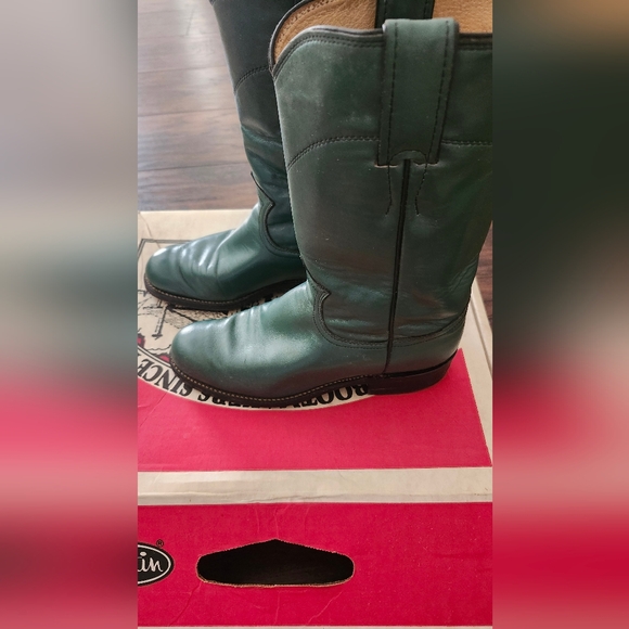 Vintage Forest Green Justin Boots - Picture 3 of 7
